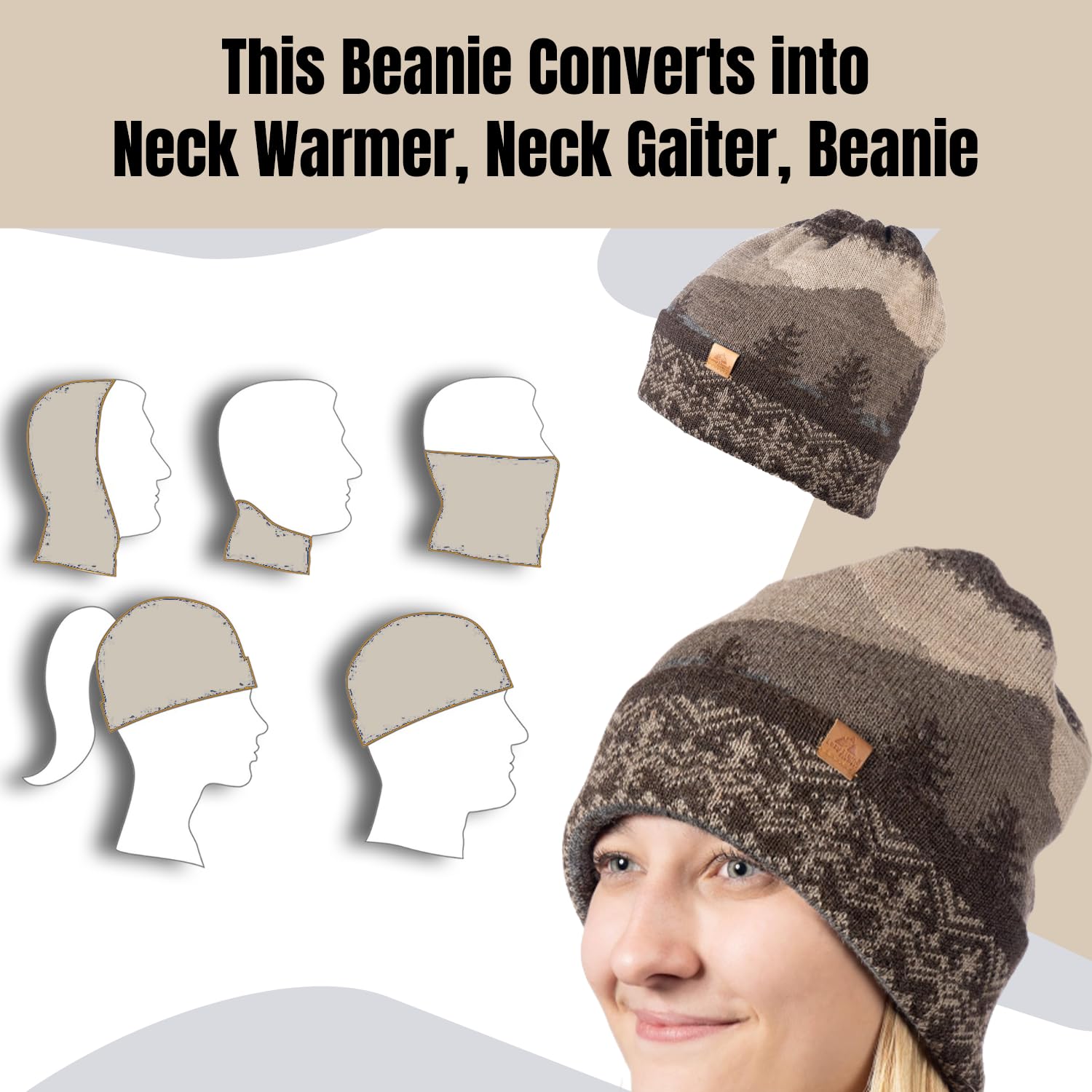 Soft Baby Alpaca Wool Winter Hat - Unisex Warm Knitted Beanie & Neck Warmer for Men & Women | Cozy Winter Accessory for Skiing, Hiking & Outdoor Activities