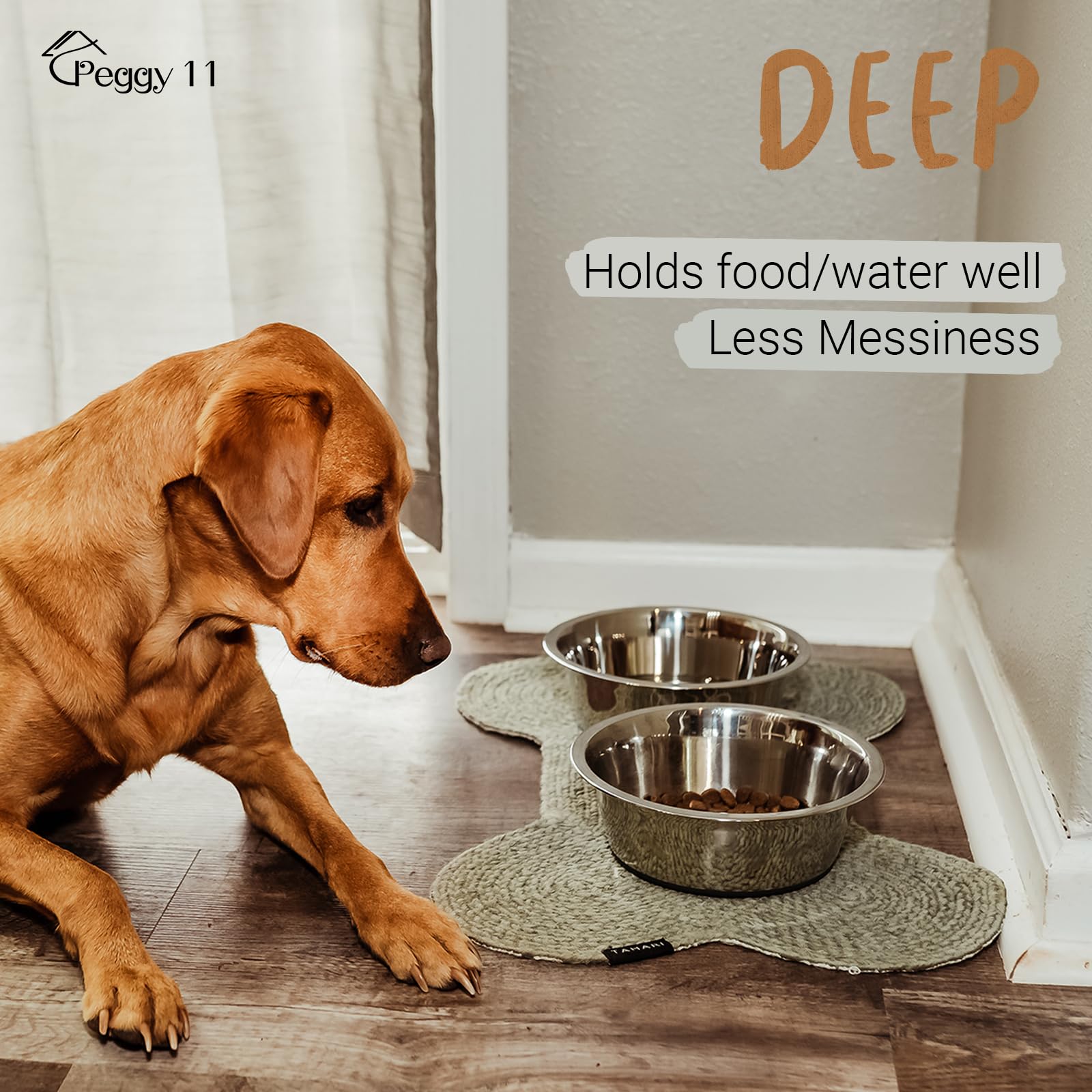 PEGGY11 Stainless Steel Non-Slip Dog Bowl - 6 Cup Capacity, Single Pack for Medium to Large Dogs - Perfect for Indoor, Outdoor, and Travel Use