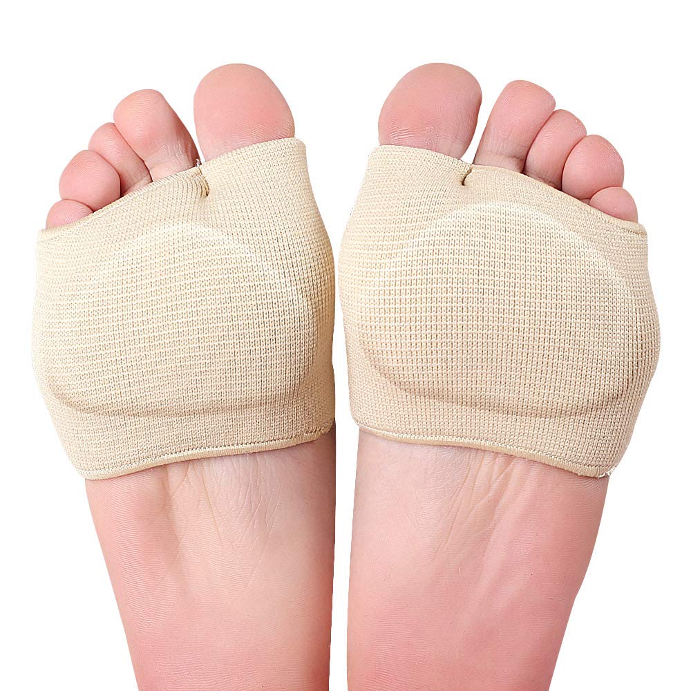 ZEPOHCK Metatarsal Pads for Women & Men - Gel Silicone Ball of Foot Cushions - Pain Relief Inserts for Forefoot, Metatarsalgia & Morton's Neuroma - Comfortable Sleeve Pads for Running, Walking & Standing All Day (Beige, Large 9x7cm)