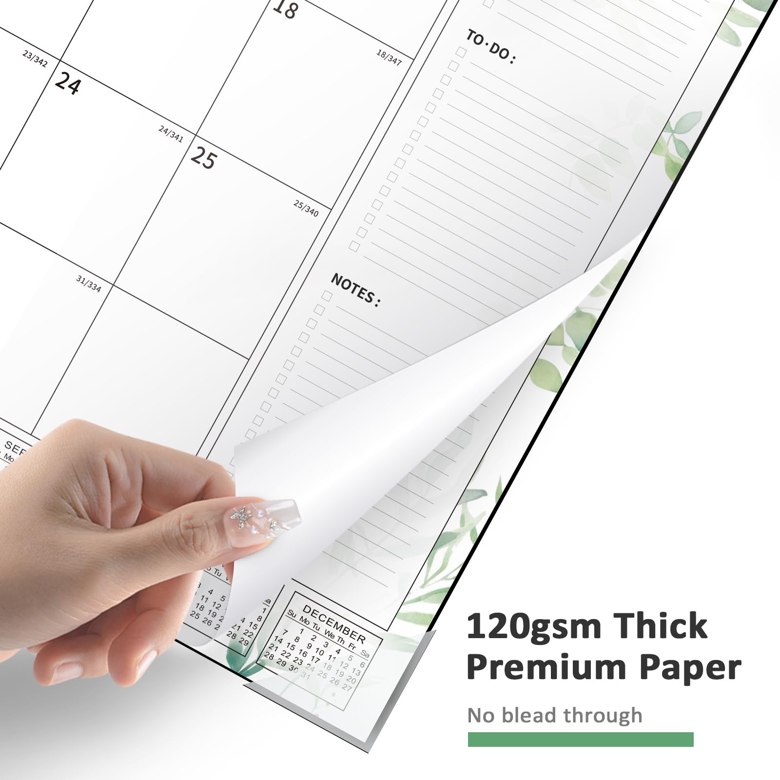 Ospelelf 2025-2026 Monthly Desk Calendar - 22x17 Inch Large Planner with Plastic Cover | 18-Month Green Leaves Design | Perfect for Office, Home & School Organization