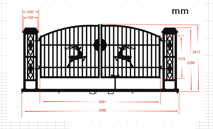 20 FT Bi-Parting Wrought Iron Farm Gate - Heavy Duty Driveway Entrance for Rural Properties | Perfect for Farms, Ranches & Estate Security
