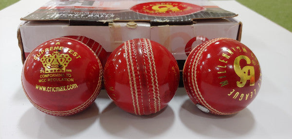 CA Supreme Test Cricket Ball Red - Senior Size (Pack of 1) | Professional Cricket Match & Training Equipment for Adults