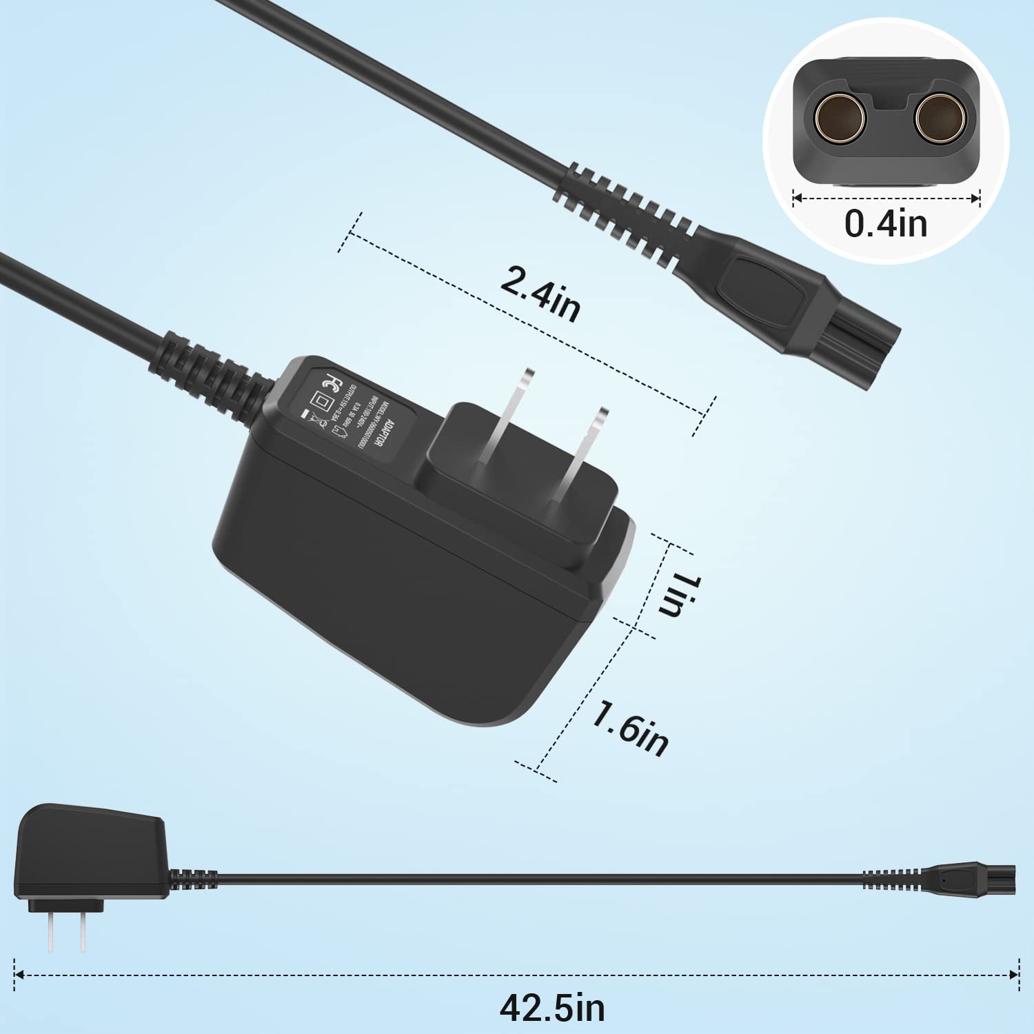 Philips Norelco HQ8505 7000 5000 3000 9000 Series Replacement Charger - 15V AC Adapter Power Cord for Electric Shaver Razor, Aquatec, Arcitec & Multigroom Beard Trimmer - Perfect for Travel, Home & Office Use