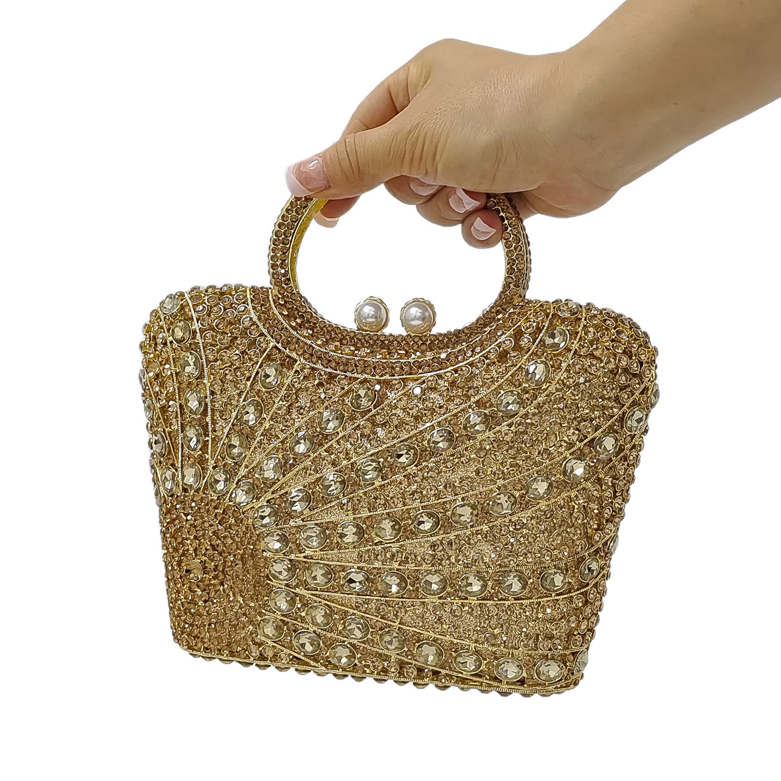 Elegant Crystal Basket Clutch for Women - Rhinestone Evening Bag for Wedding, Formal Party & Banquet | Perfect for Prom, Bridal Shower & Special Occasions