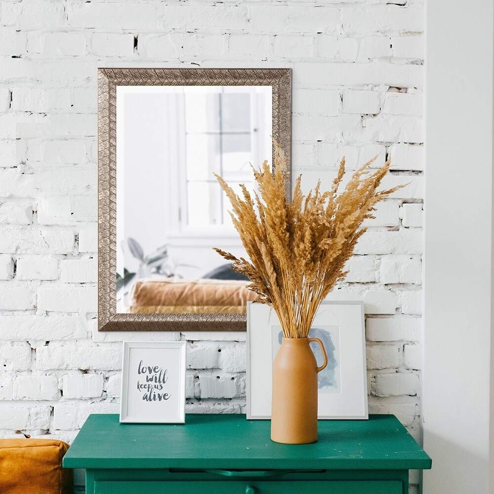 Vintage Silver Wall Mirror with Traditional Hooks - Elegant Home Decor for Living Room, Bedroom & Entryway