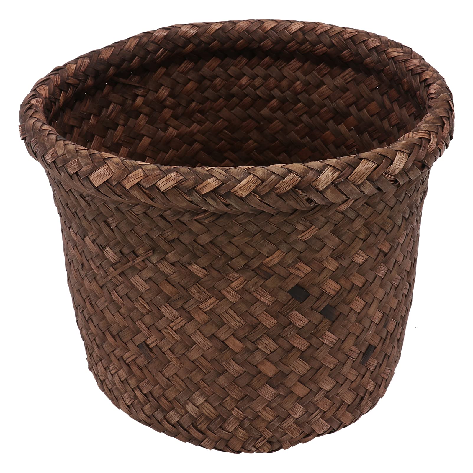 Rattan Round Waste Basket - Straw Woven Trash Can, Seagrass Storage Bin for Home & Office (18x14cm) | Perfect for Kitchen, Bathroom, Bedroom & Garden as Flower Planter Pot or Decorative Hamper