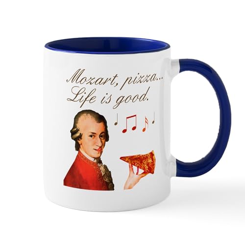 White/Navy Inside - Mozart And Pizza: Music And Food Mug