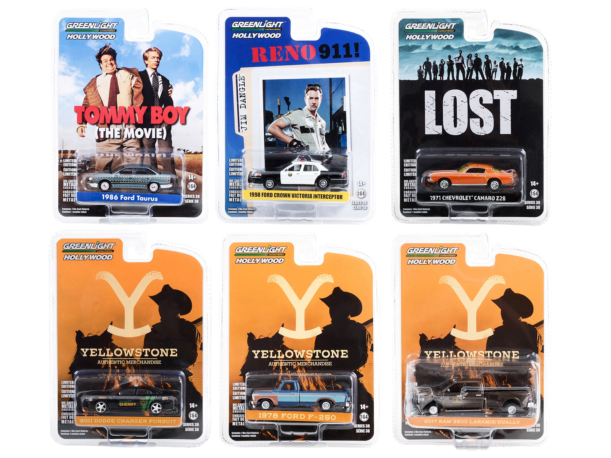 Greenlight Hollywood Series 1/64 Diecast Model Cars - Set of 6 Collectible Vehicles (Release 38) - Perfect for Display, Gifts, and Diecast Car Collections