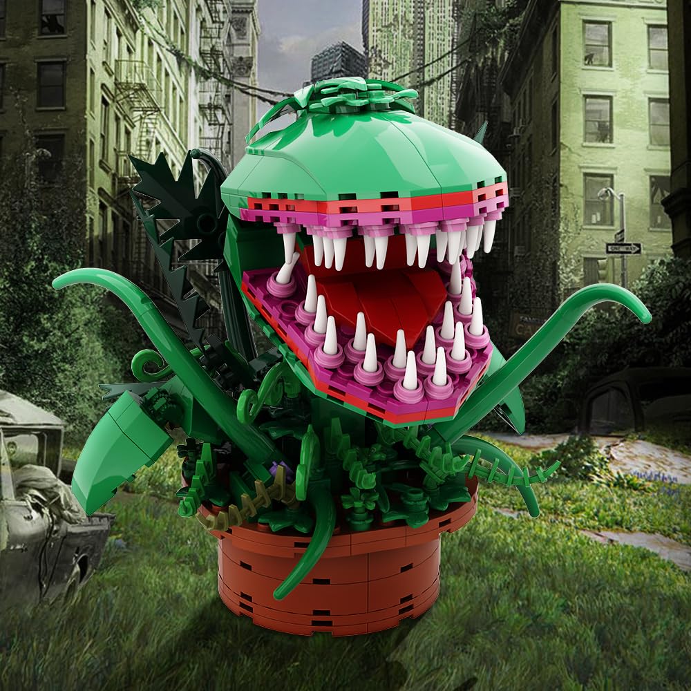 Audrey II Building Blocks Set - 344 Pcs Lego-Compatible Piranha Plant Toy with Openable Mouth, Little Shop of Horrors Inspired Gift for Kids & Fans - Perfect for Birthday, Christmas & Horror Movie Theme Parties