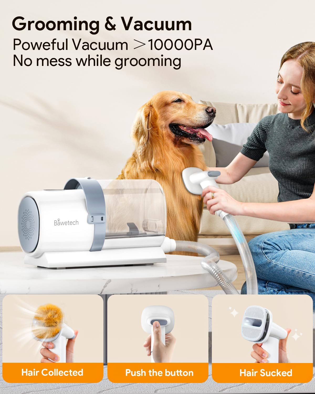 **Professional Dog Grooming Vacuum - 2.5L Large Capacity, 10000PA Powerful Suction, 99% Pet Hair Removal, 4-in-1 Grooming Kit, Low Noise for Dogs & Cats - Perfect for Home Cleaning & Pet Grooming**