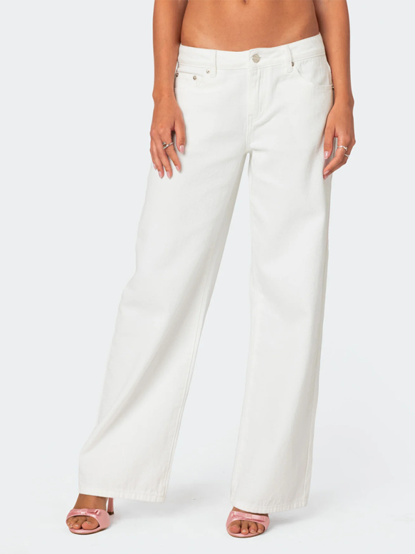 Bow Embroidered Straight Leg Pants for Women - Elegant Casual & Office Wear - Perfect for Work, Dates & Special Occasions