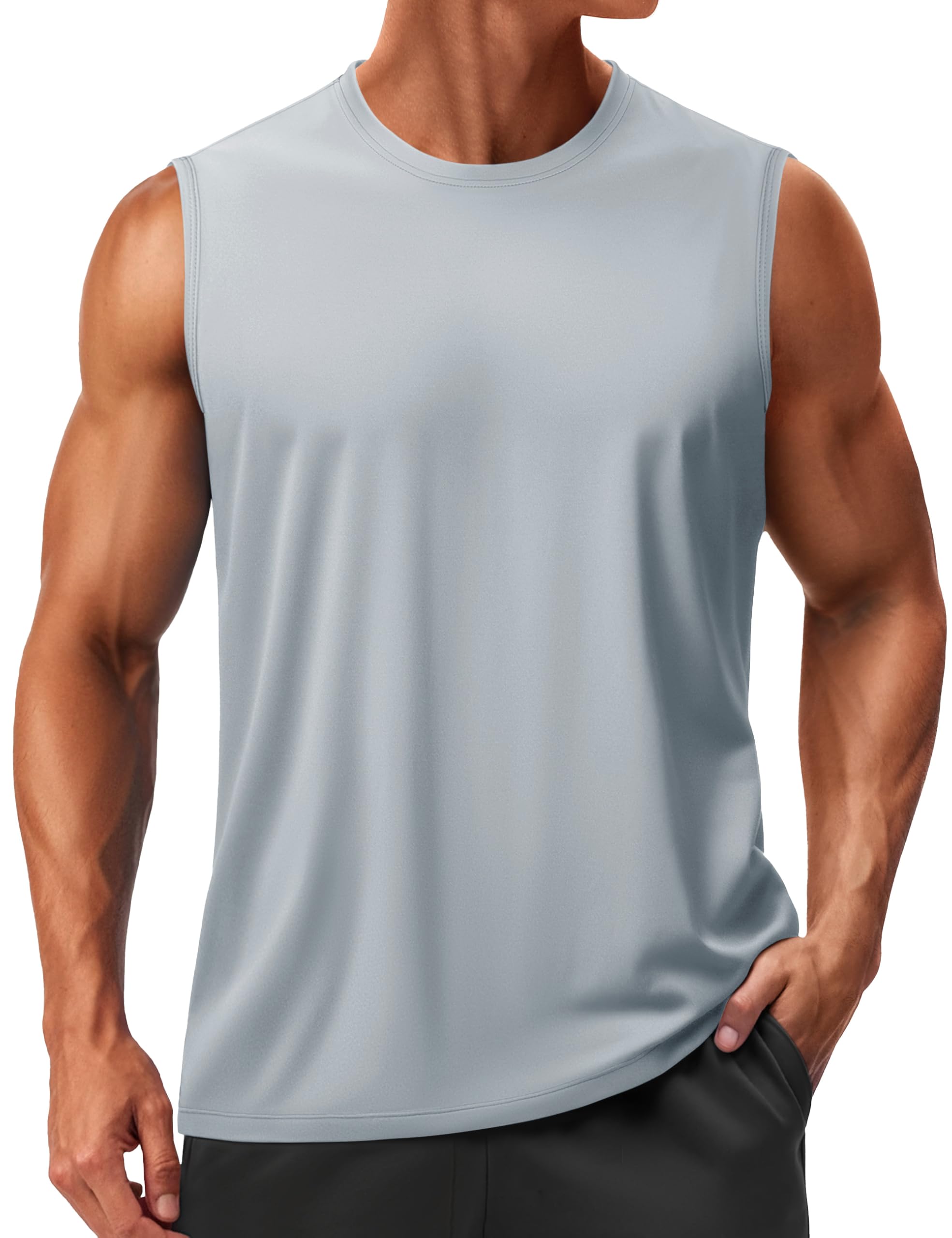 TACVASEN Men's Quick Dry Sleeveless Shirt - UPF 50+ Sun Protection Athletic Tank Top for Gym, Workout & Outdoor Activities - Moisture Wicking Muscle Shirt for Running, Hiking & Summer Sports