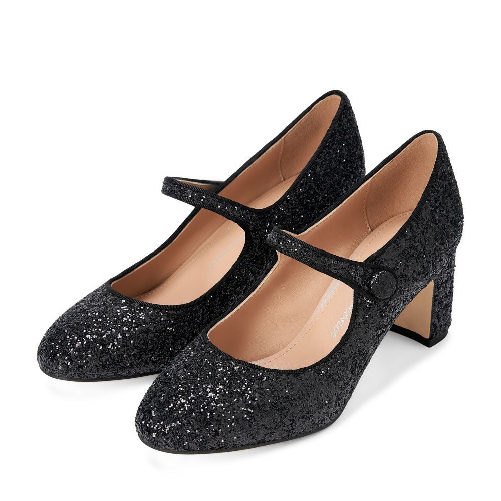 Gemma Glitter Black High Heels - Elegant Women's Party Shoes for Weddings, Prom & Evening Events