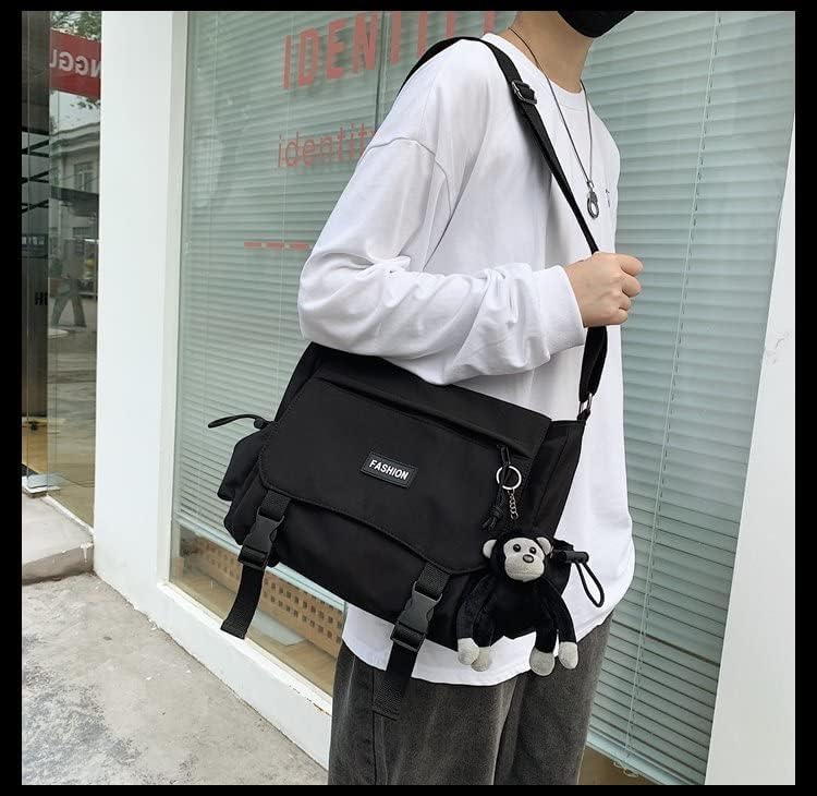 Large Capacity Unisex Shoulder Bag - Waterproof Nylon Messenger Bag for Men & Women | Japanese Korean Style Oxford Book Bag for Work, School & Travel