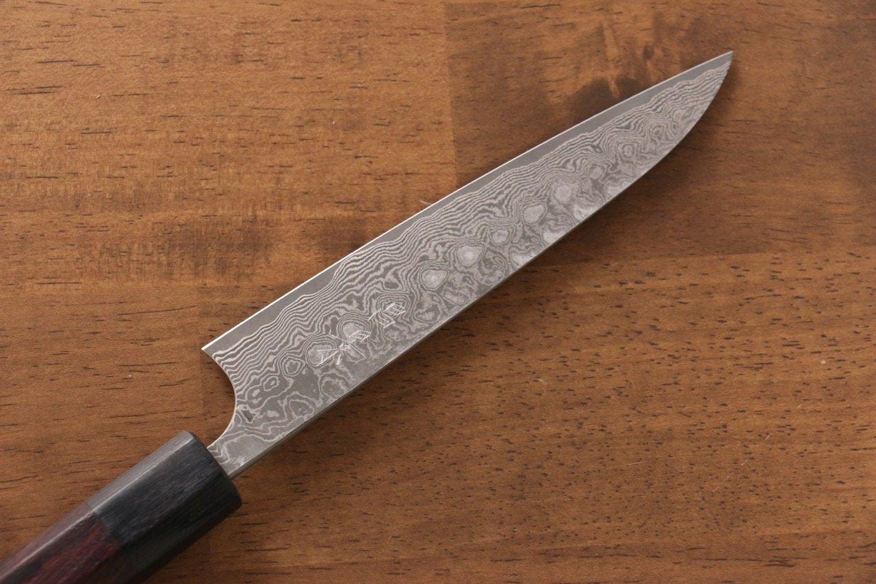 Masakage Kumo VG10 Damascus 150mm Petty Utility Knife with Exotic Shitan Wood Handle - Perfect for Precision Slicing, Fruit Cutting & Kitchen Tasks