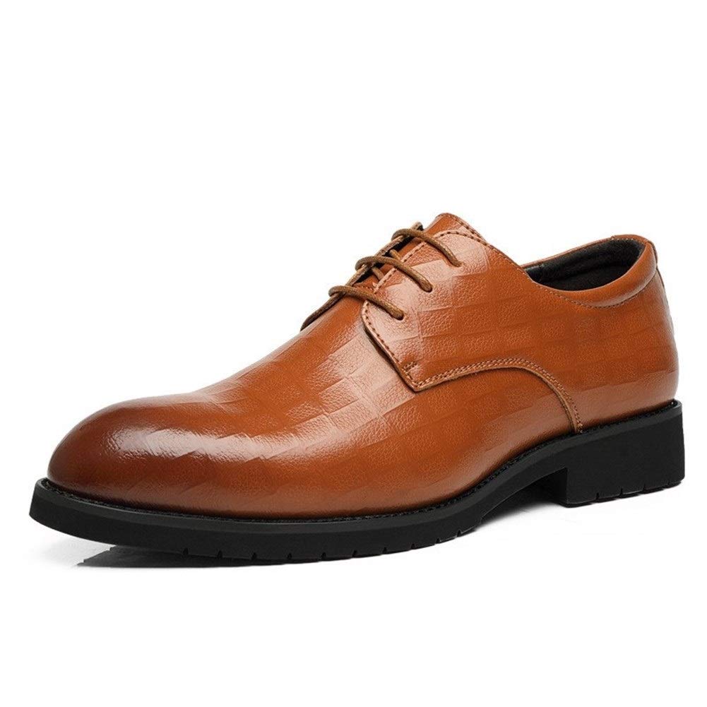 Premium Men's Leather Dress Shoes - Oxford Lace-Up Derby Shoes with Burnished Round Toe | Genuine Cowhide, Anti-Slip Rubber Sole | Formal, Business & Wedding Occasions