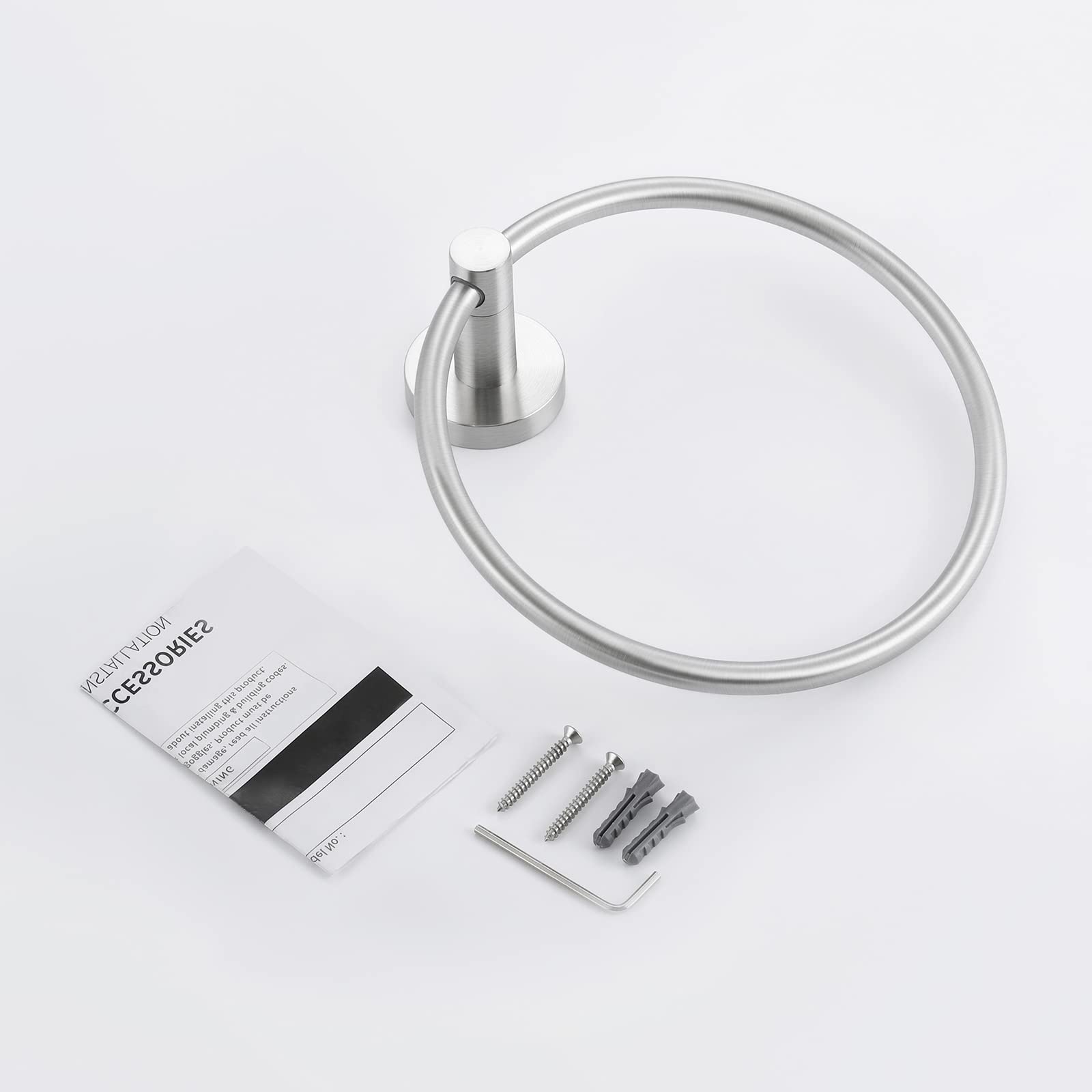 KES Stainless Steel Towel Ring for Bathroom - Wall Mount Hand Towel Holder with Brushed Finish (SUS304, Round Design A2180DG-2) - Perfect for Bathrooms, Kitchens & Powder Rooms