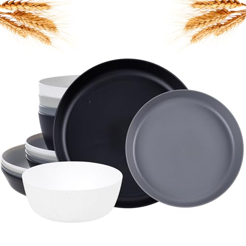 Black,White,Grey and Dark Grey Wheat Straw Plates and Bowls