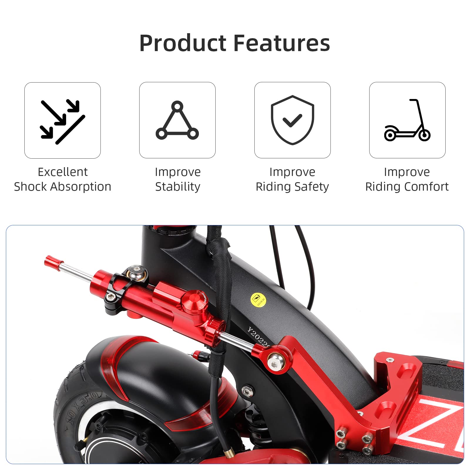 Zero 10X Electric Scooter Steering Damper Kit - High Speed Stabilizer for Wobble-Free Riding | Scooter Upgrade Accessories for Commuting & Off-Road Adventures