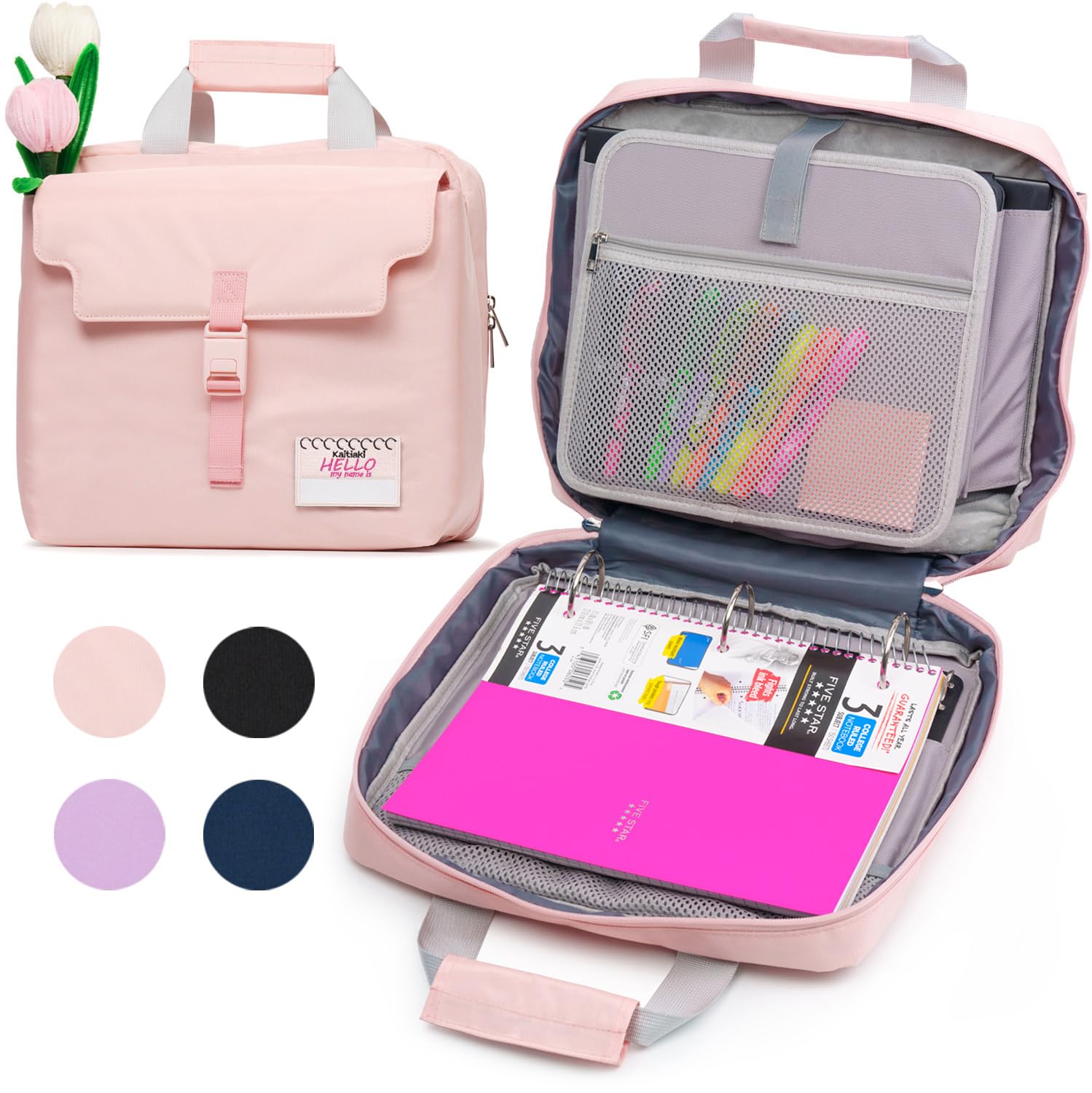 3 Ring Zipper Binder 2 Inch - Large O-Ring Organizer Binder with Handle & Adjustable Shoulder Strap, 14-Inch Laptop Pocket for Chromebook - Pink School & Office Supplies for Students, Teachers & Professionals