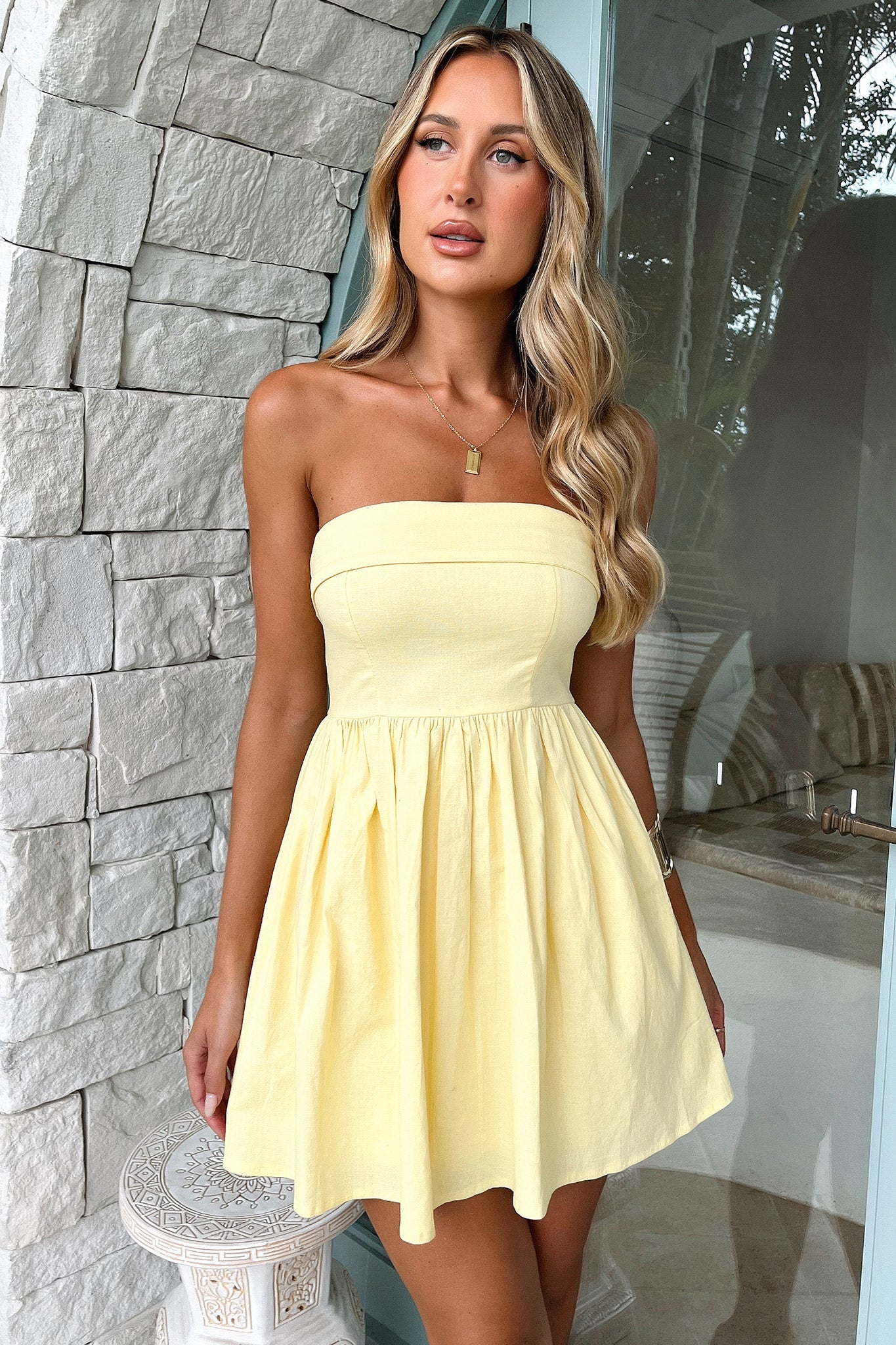 Cornell Mini Dress Baby Yellow - Flowy Summer Dress for Women, Casual & Party Wear, Perfect for Beach, Vacation & Date Nights