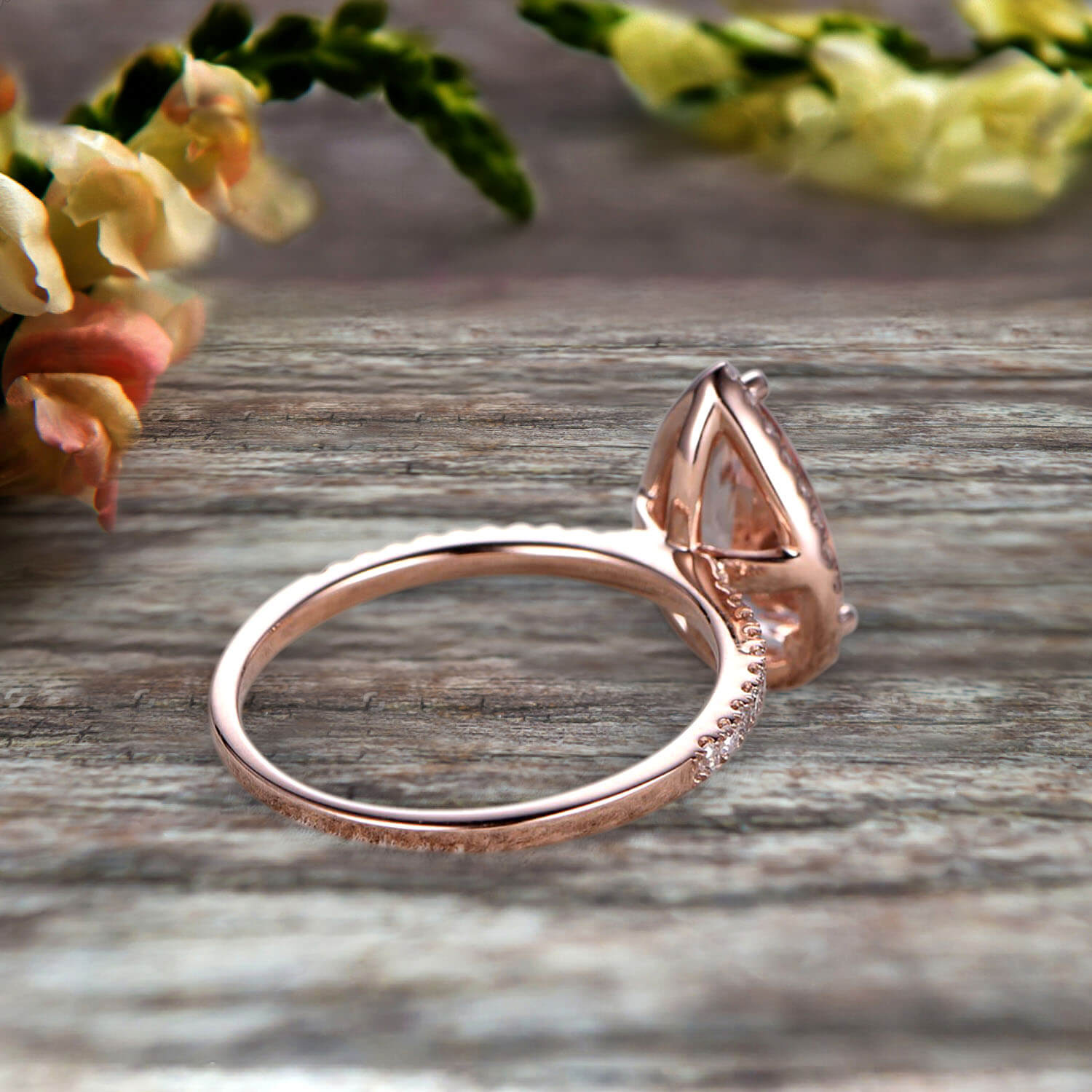 1.50 Carat Pear Shaped Morganite Engagement Ring - 10k Rose Gold Halo Teardrop Design for Brides, Anniversary Gift, Personalized Jewelry | Perfect for Proposals, Weddings & Romantic Occasions