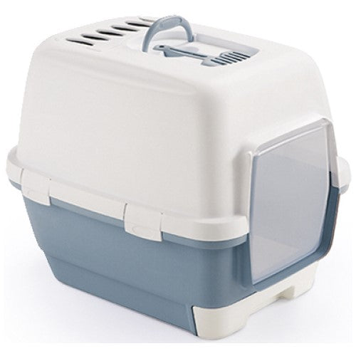Stefanplast Cat Litter Box - Odor Control Kitty Litter Tray with High Sides, Non-Slip Base (2 Colors) - Perfect for Small Spaces & Multi-Cat Homes