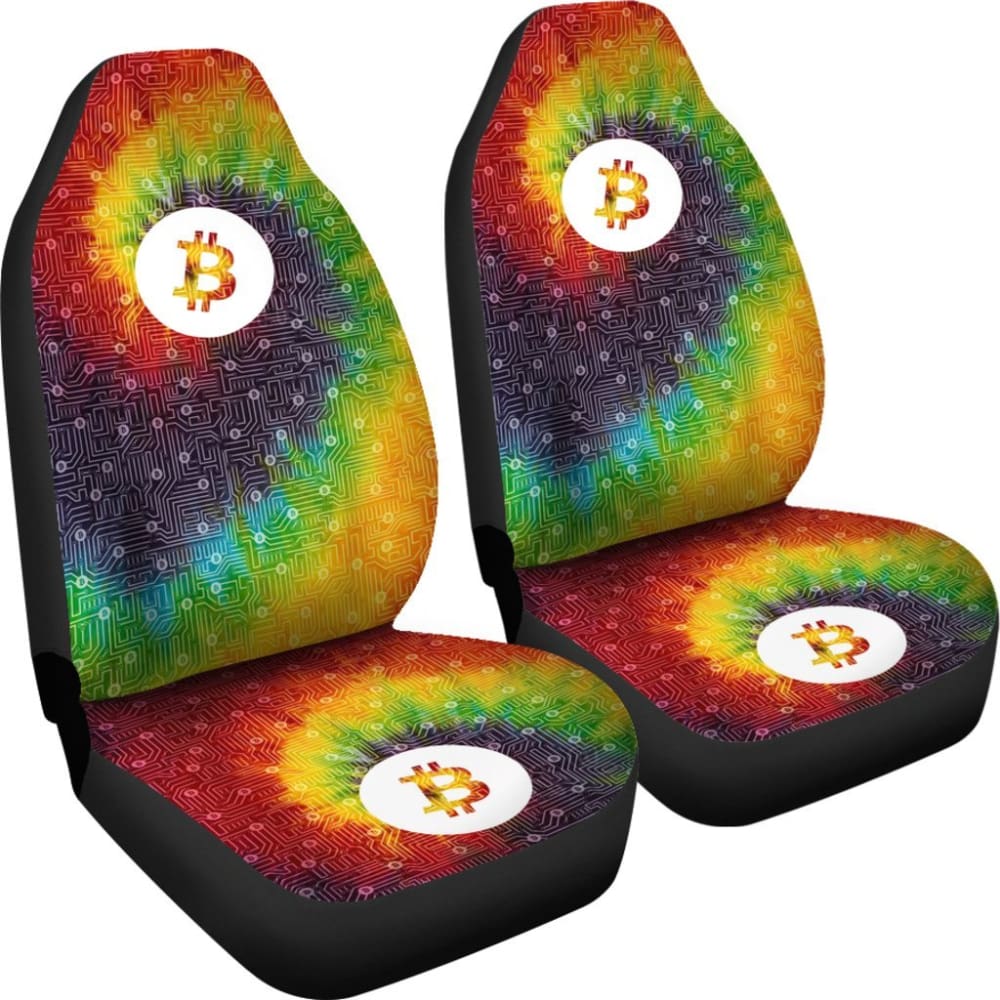 Bitcoin Circuit Board Print Car Seat Covers - Tie Dye Design for Cars, Trucks & SUVs - Waterproof & Durable Auto Accessories for Tech Lovers & Cryptocurrency Fans - Perfect for Road Trips, Commuting & Car Enthusiasts