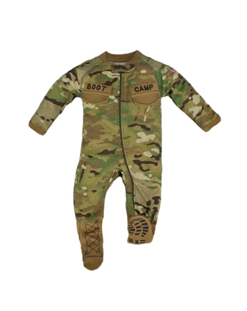 Multicam Baby Zip-Up Footed Pajamas 6-9M - Cozy Sleepwear for Camping