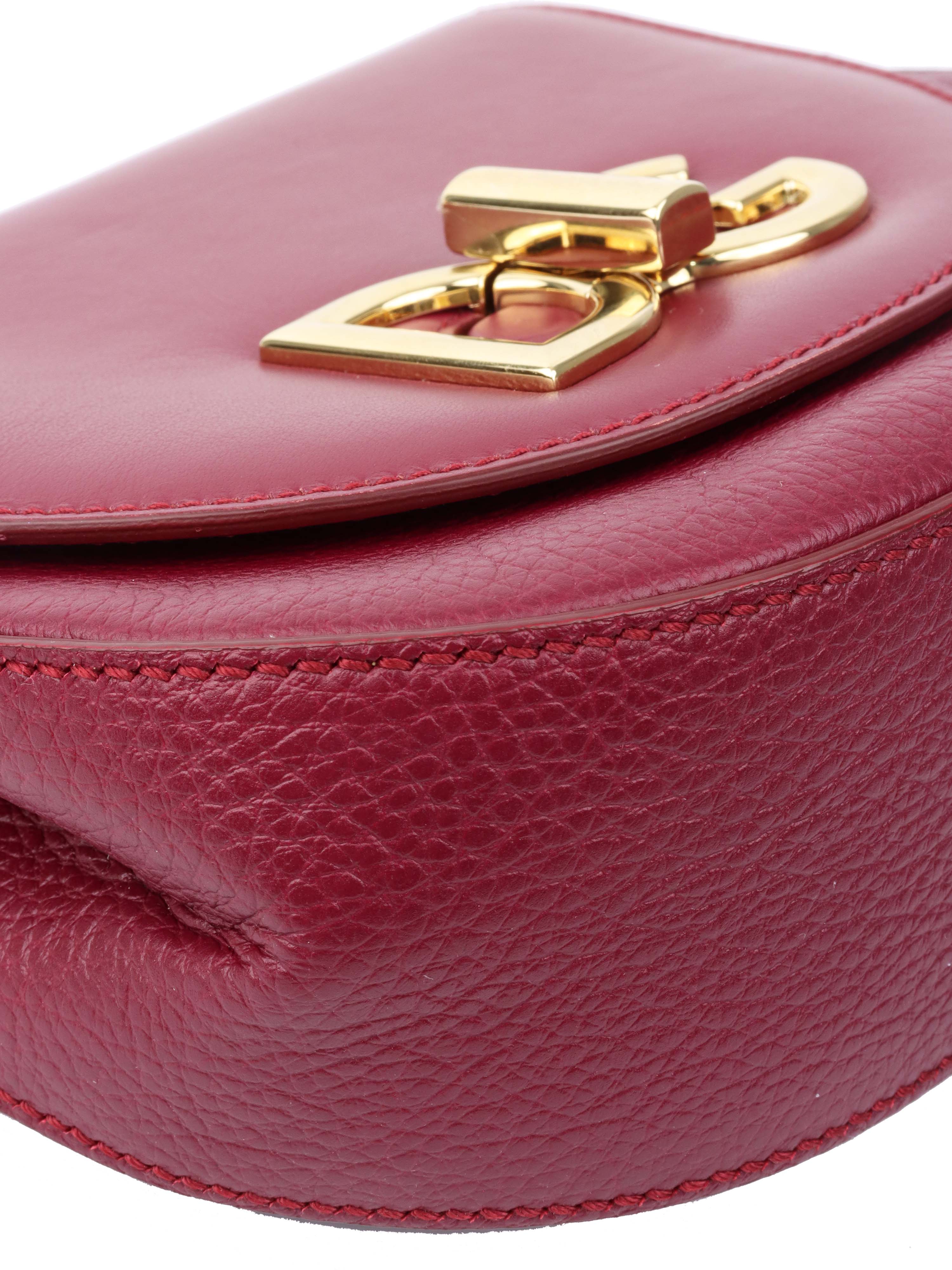 Dolce & Gabbana Burgundy Leather Chain Shoulder Bag for Women - Luxury Designer Crossbody Purse for Evening Parties, Date Night & Special Occasions