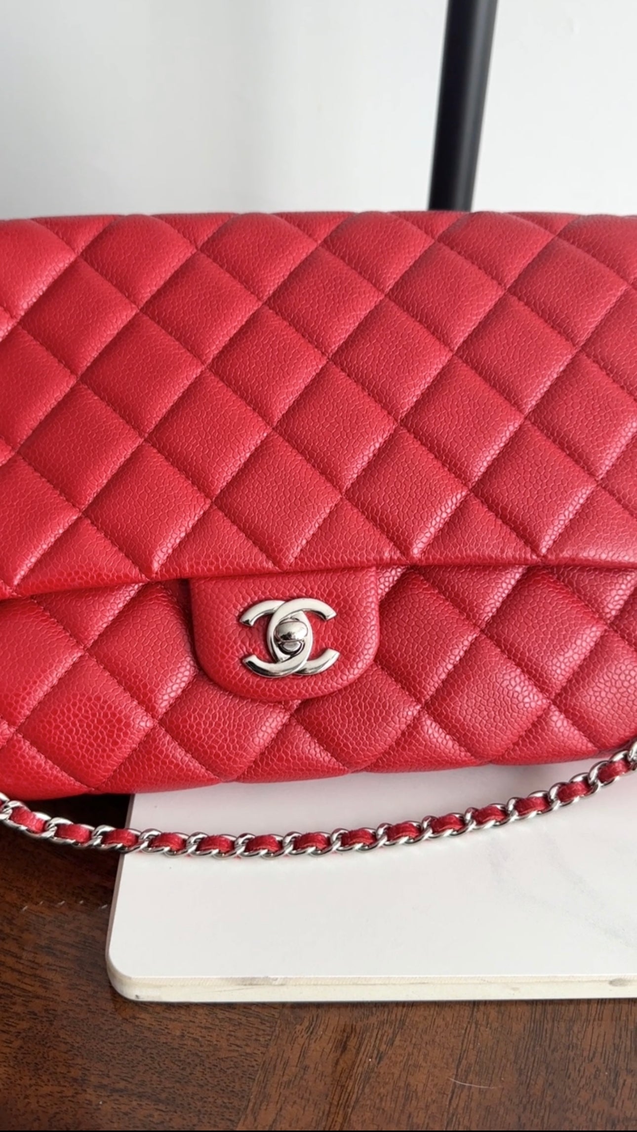 Chanel Red Caviar Leather Quilted Classic Timeless Chain Flap Bag - Luxury Designer Handbag for Women | Perfect for Parties, Weddings & Evening Events