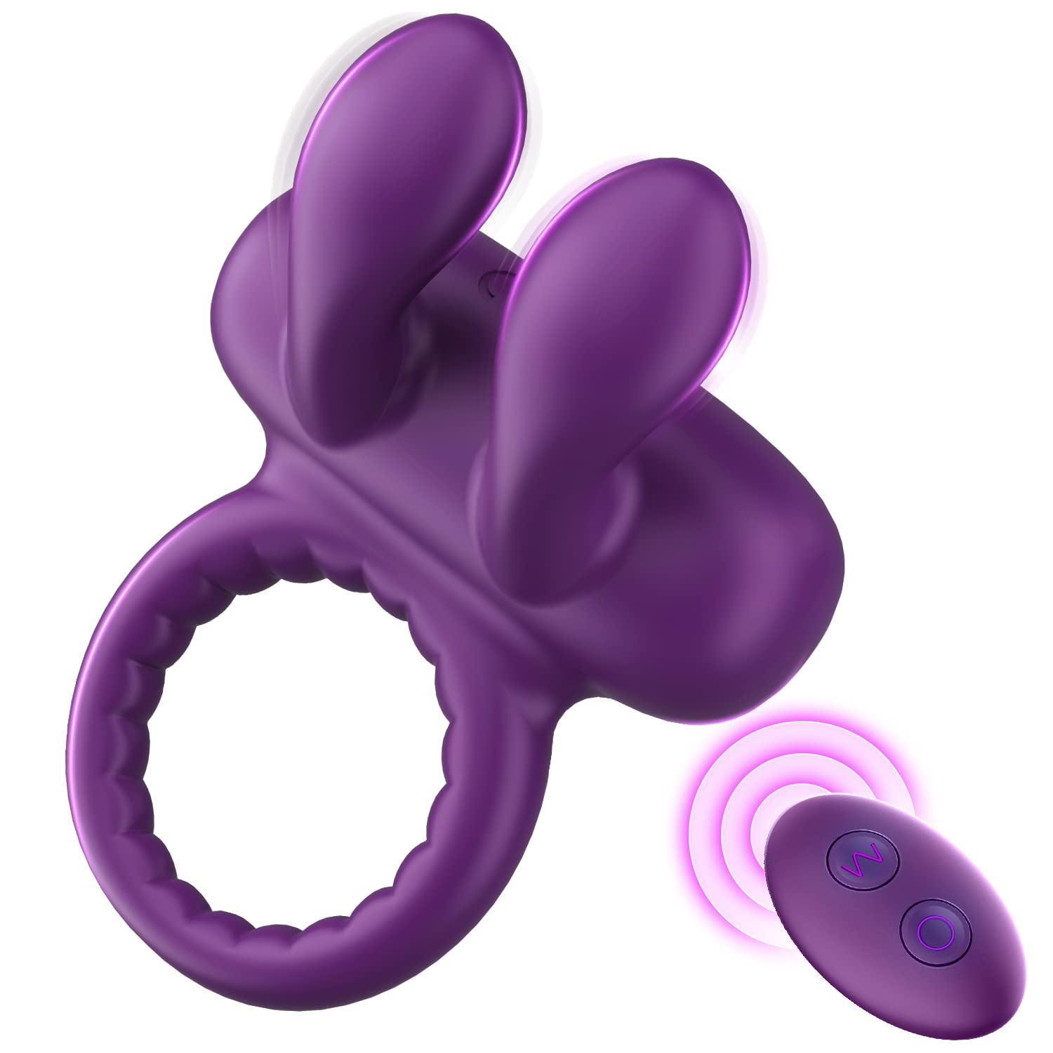 Premium Rabbit Ears Vibrating Cock Ring for Men - 10 Powerful Vibration Modes for Enhanced Pleasure, Remote Control & Rechargeable Couples Sex Toy - Perfect for Clitoral & Testicle Stimulation During Intimate Moments