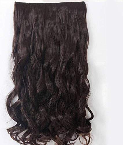 SIYAA 5-Pack Clip-In Human Hair Extensions - 4#33 Brown with Maroon Highlights, Curly/Wavy Synthetic Hair for Women & Girls - Perfect for Parties, Weddings & Daily Styling