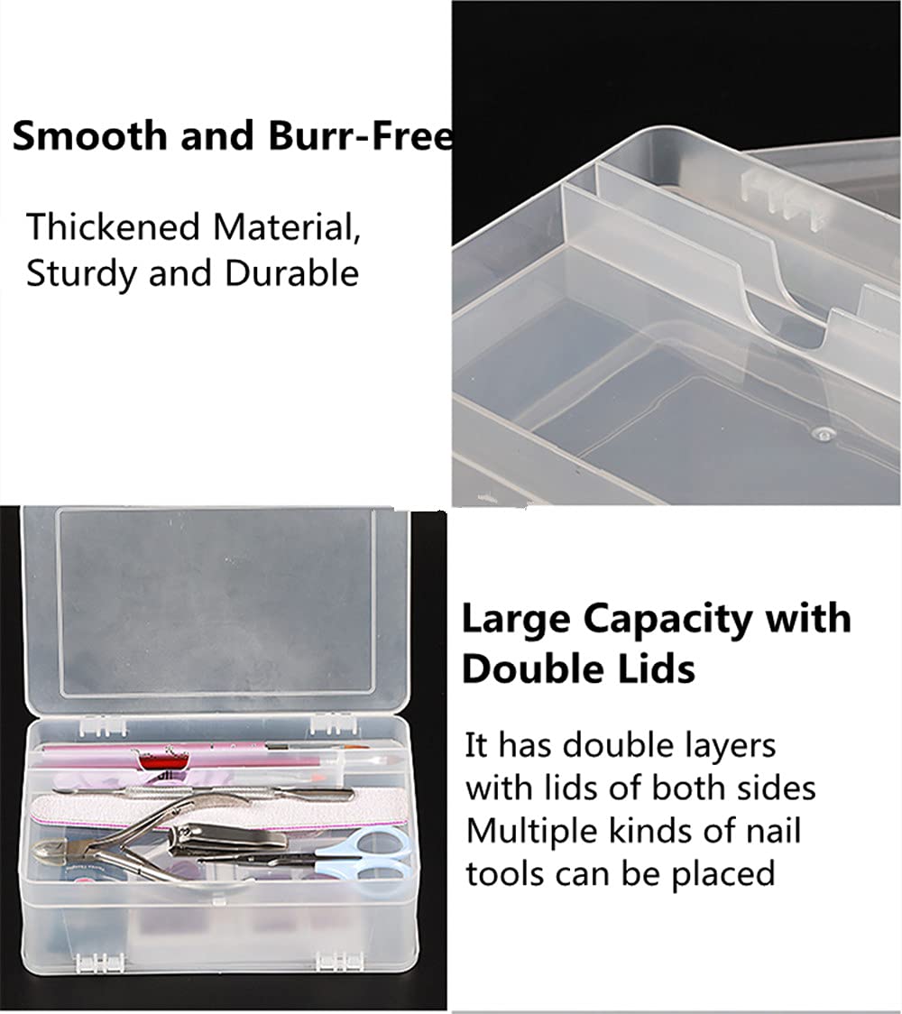 Double Layer Nail Art Organizer - Large Capacity Transparent Storage for Manicure Tools & Brushes - Perfect for Salon & Home Use