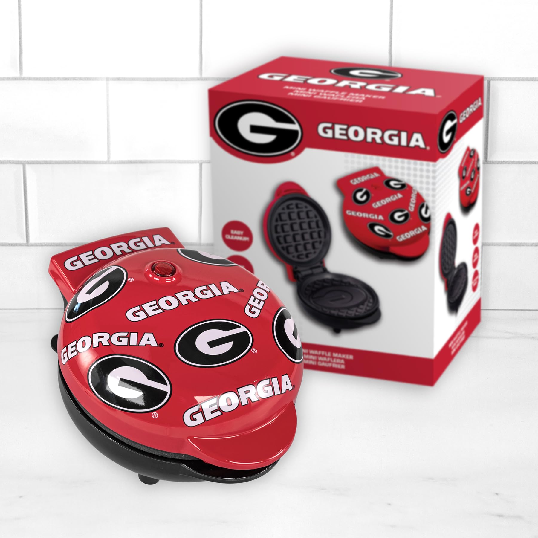 Georgia Bulldogs Mini Waffle Maker - Team Logo Waffle Iron for College Football Fans - Perfect for Game Day Breakfast & Tailgating Parties