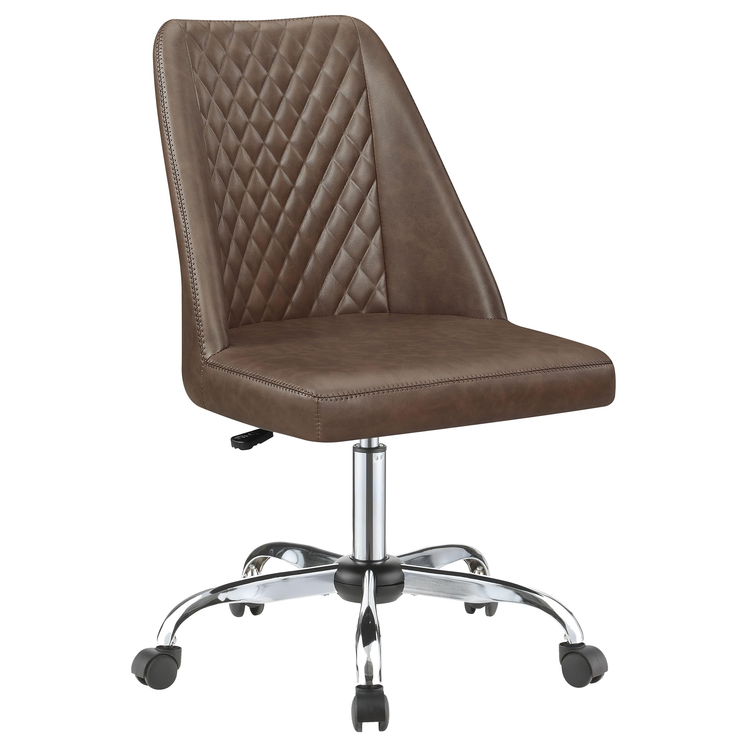 Coaster Home Furnishings Althea Upholstered Adjustable Office Chair - Ergonomic Desk Chair with Lumbar Support, Brown - Perfect for Home Office, Gaming & Study