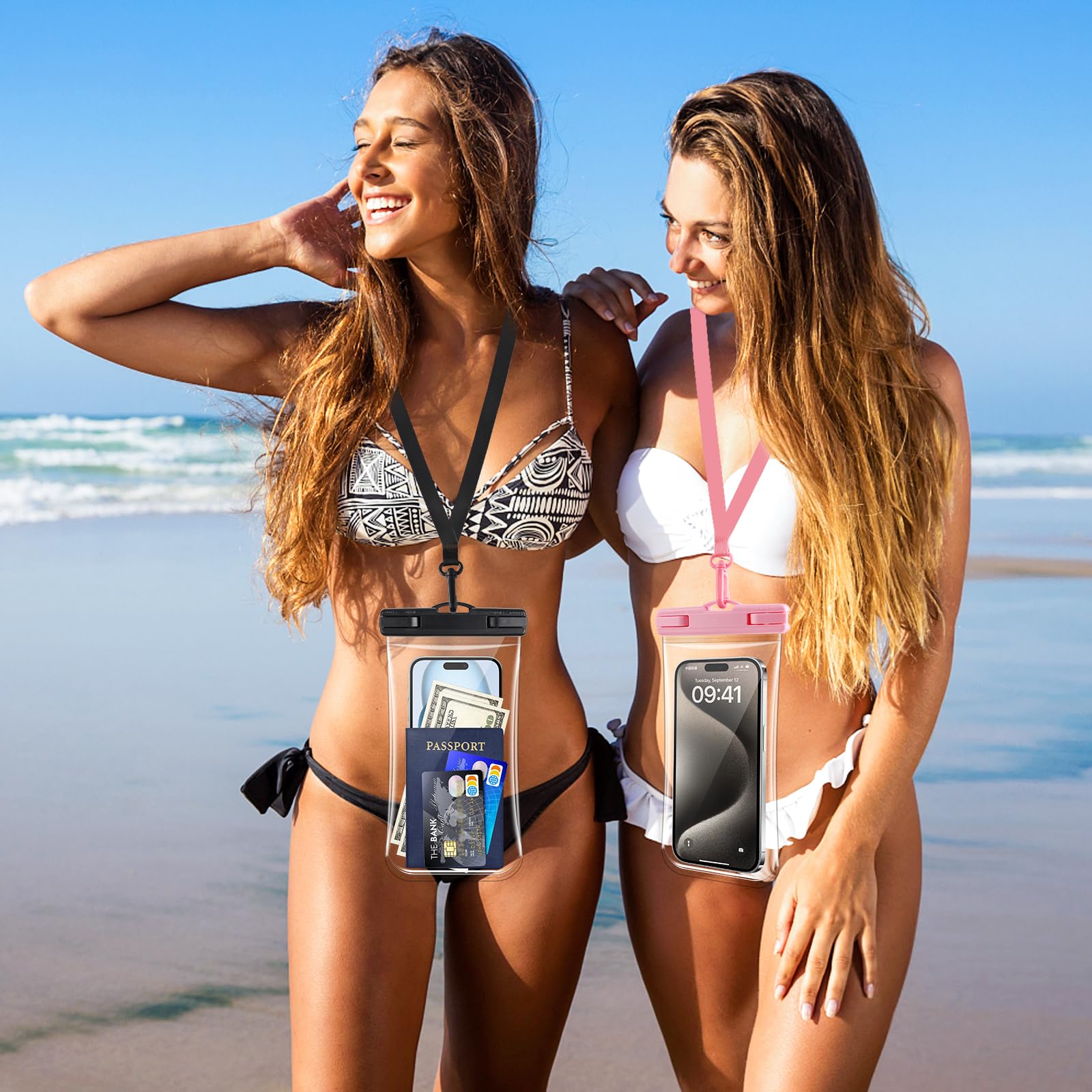 2 Pack Waterproof Phone Pouch [3D] - IPX8 Clear Dry Bag for iPhone 15 Pro Max 14 13 12 11 & Samsung Up to 7.2