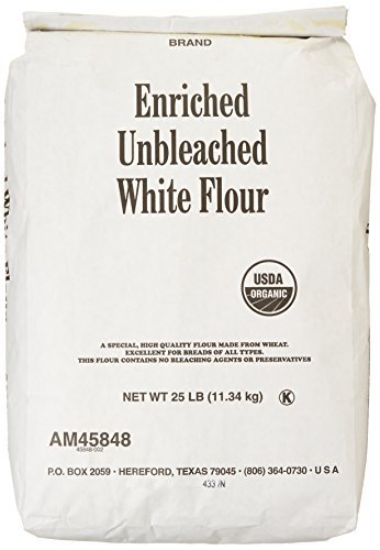 Organic Arrowhead Mills Unbleached White Flour - 25 lb Bag | 95% Organic, Non-GMO, All-Purpose Baking Flour for Bread, Cakes & Pastries | Perfect for Home Bakers & Professional Chefs