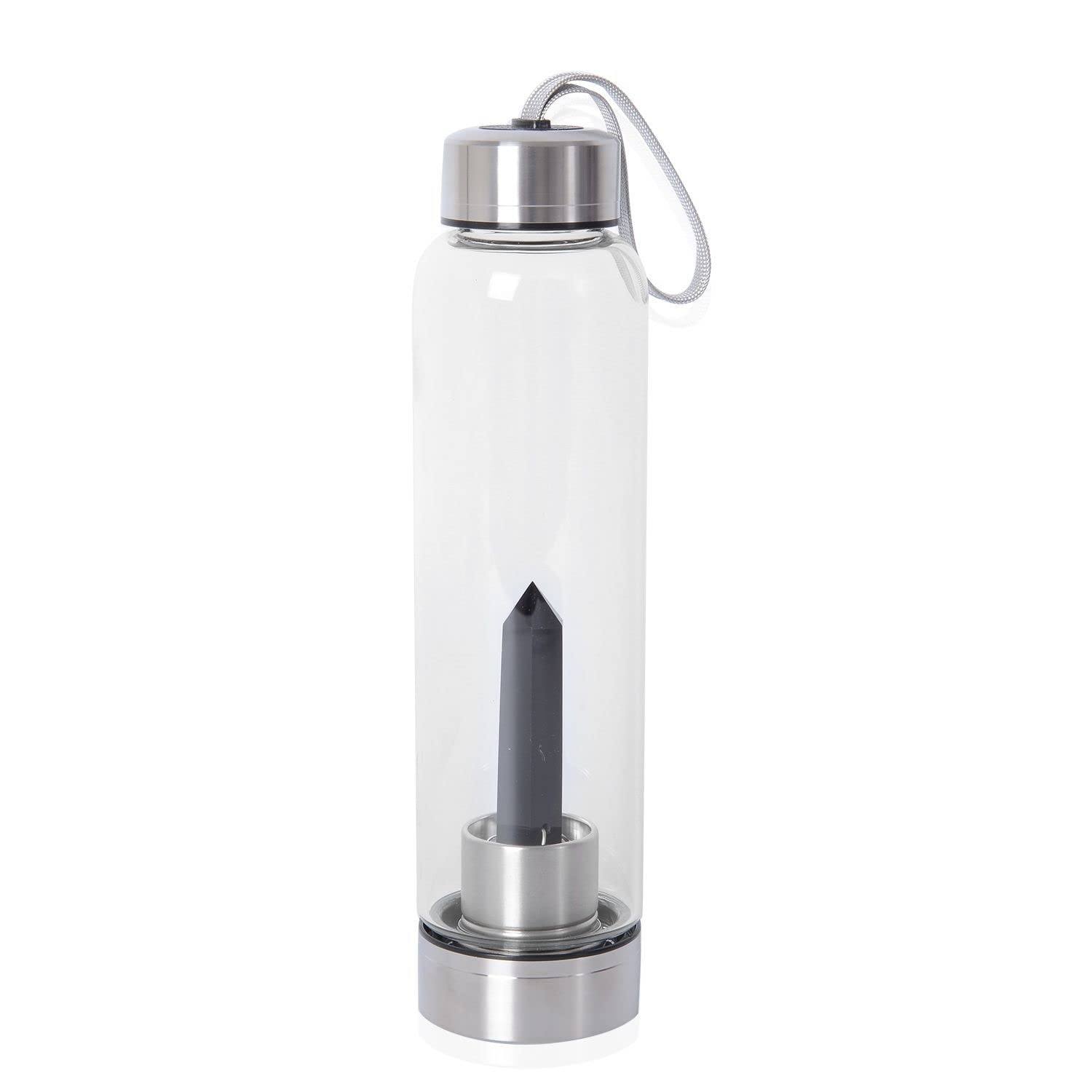 Crystal Water Bottle with Clear Quartz & Spiritual Energy - Stainless Steel Glass Bottle for Yoga, Meditation & Healing - Perfect Gift for Women & Men - Birthday, Wellness & Mindfulness Accessories