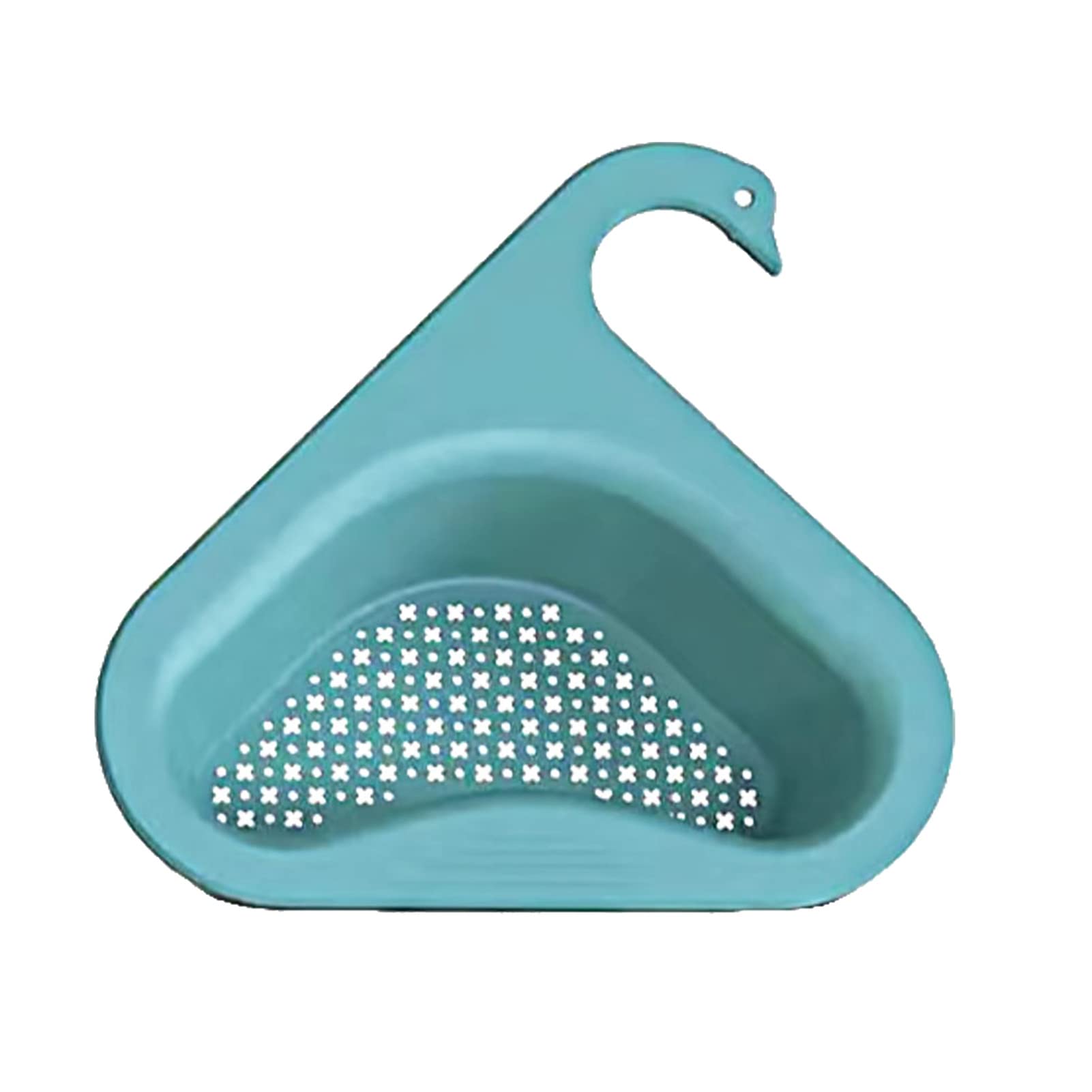 DDZZ Swan-Shaped Kitchen Sink Drain Basket - Triangular Sink Drain Filter Rack with Sponge Holder | Blue Drain Organizer for Dishes, Utensils & Cleaning Tools (1 Pack) - Perfect for Small Kitchen Sinks & Compact Spaces
