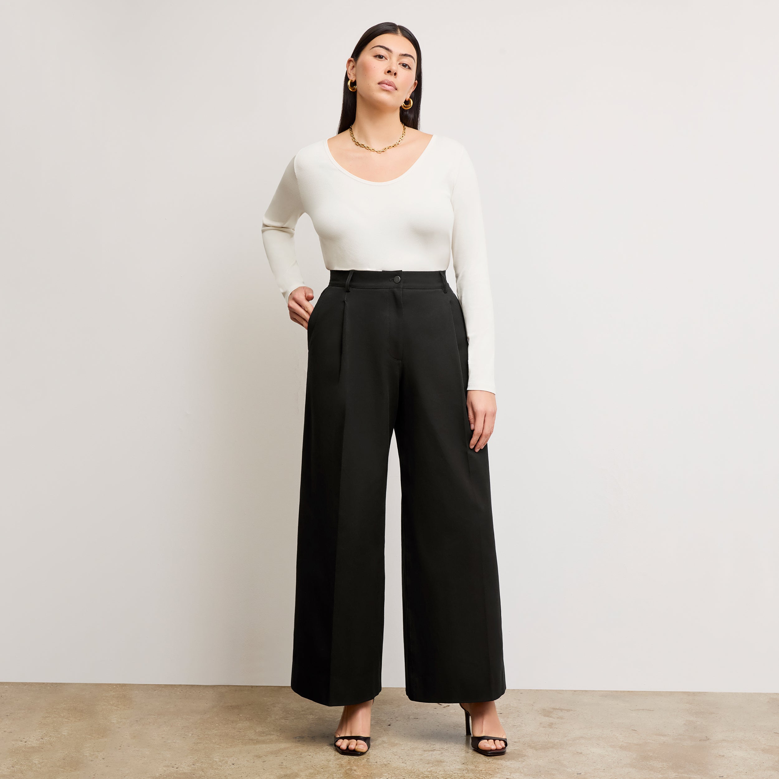 Harrison Wide Pleated Jeans for Women - High Waist Stretch Denim Pants - Comfortable & Stylish Black Jeans for Casual Wear, Work, and Everyday Outfits