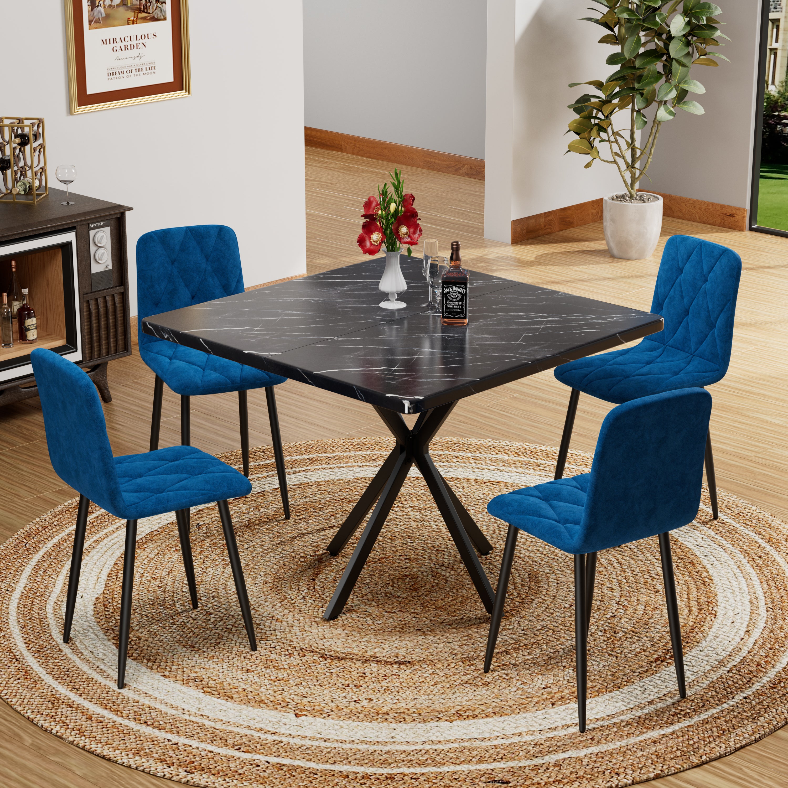 4-Piece Velvet Dining Chairs Set with Cushioned Seats & Sturdy Metal Legs - Modern Kitchen & Dining Room Furniture for Home, Restaurant, or Office Use