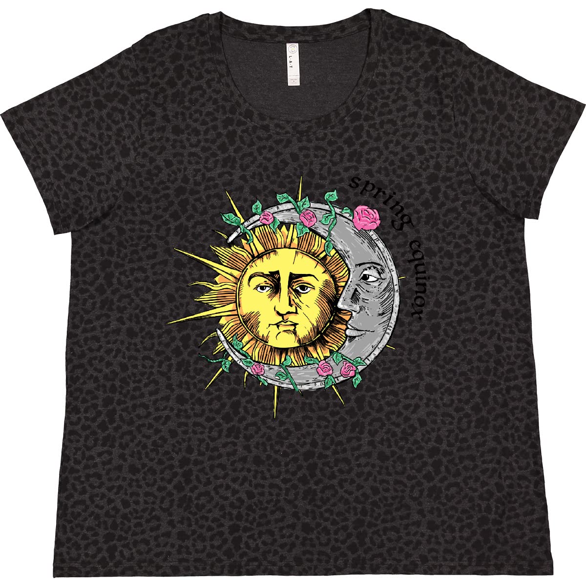 Inktastic 1st Day of Spring Sun and Moon Graphic Plus Size Women's T-Shirt - Comfortable Casual Tee for Spring Outfits, Outdoor Activities & Everyday Wear