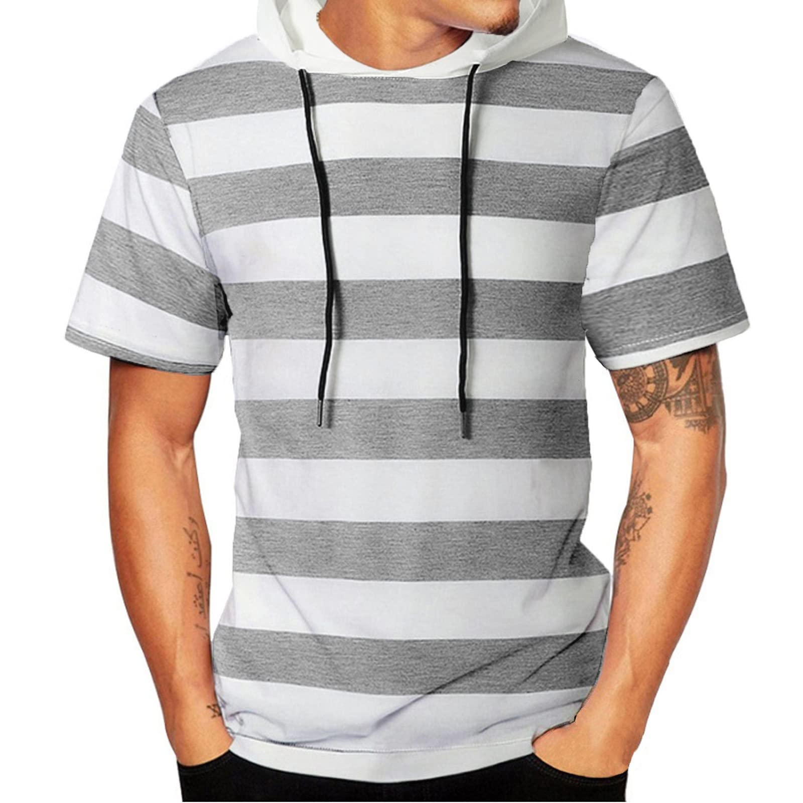 Men's Big & Tall Short Sleeve Hoodie - Muscle Fit Workout Gym Shirt, Athletic Pullover Hooded T-Shirt for Casual Wear | Perfect for Gym, Running & Street Fashion