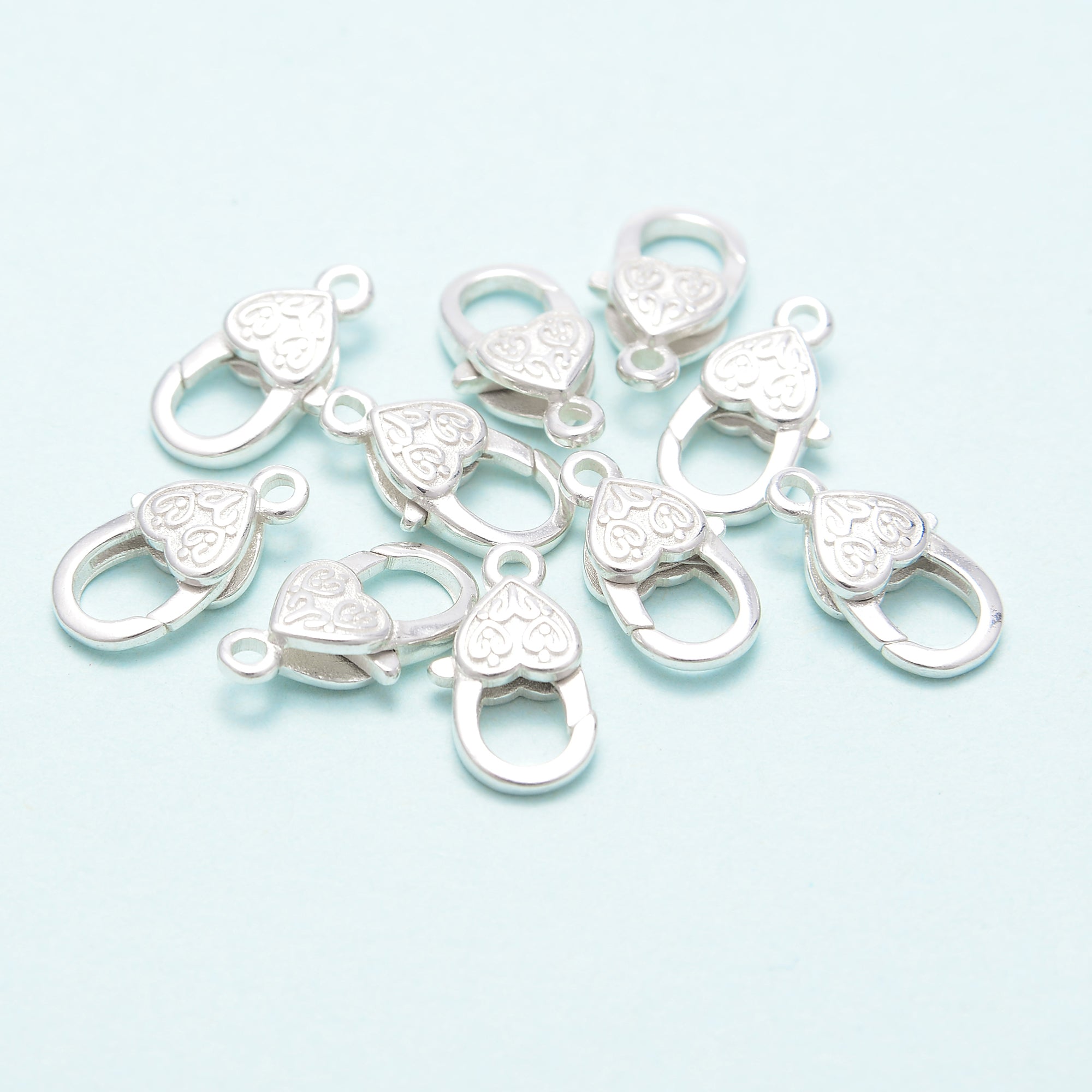 925 Sterling Silver Heart Shape Clasp with Engraving - 6x12mm (3Pcs/Bag) - Perfect for Jewelry Making, Bracelets, Necklaces & DIY Craft Projects