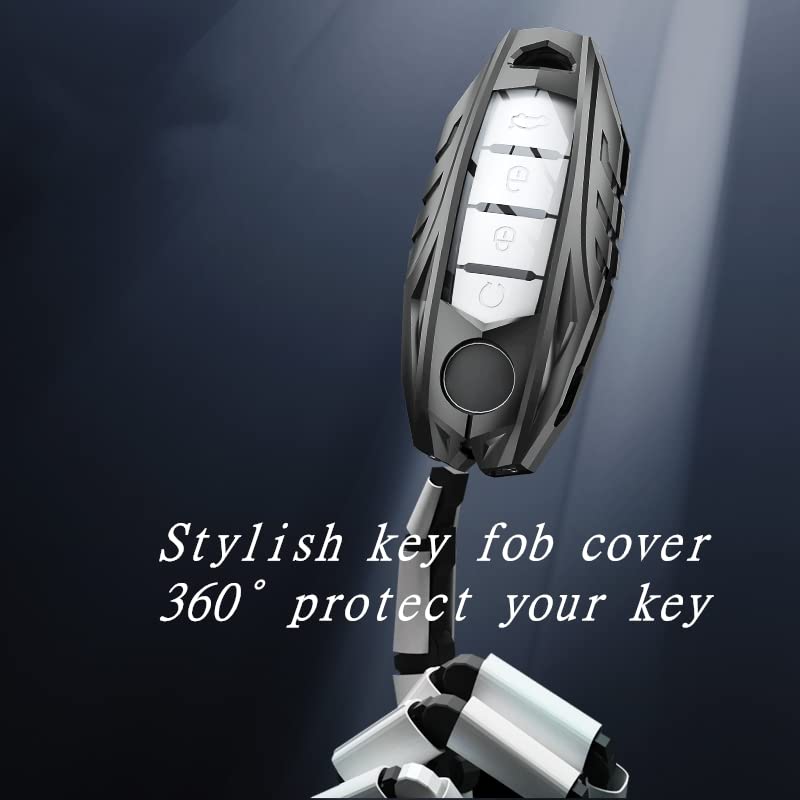 Premium Zinc Alloy Key Fob Cover - Compatible with Nissan Altima, Maxima, Rogue, Armada, Pathfinder & Infiniti EX, FX, QX - Durable Protection & Stylish Design for Car Keys (Perfect for Everyday Use & Gift Giving)