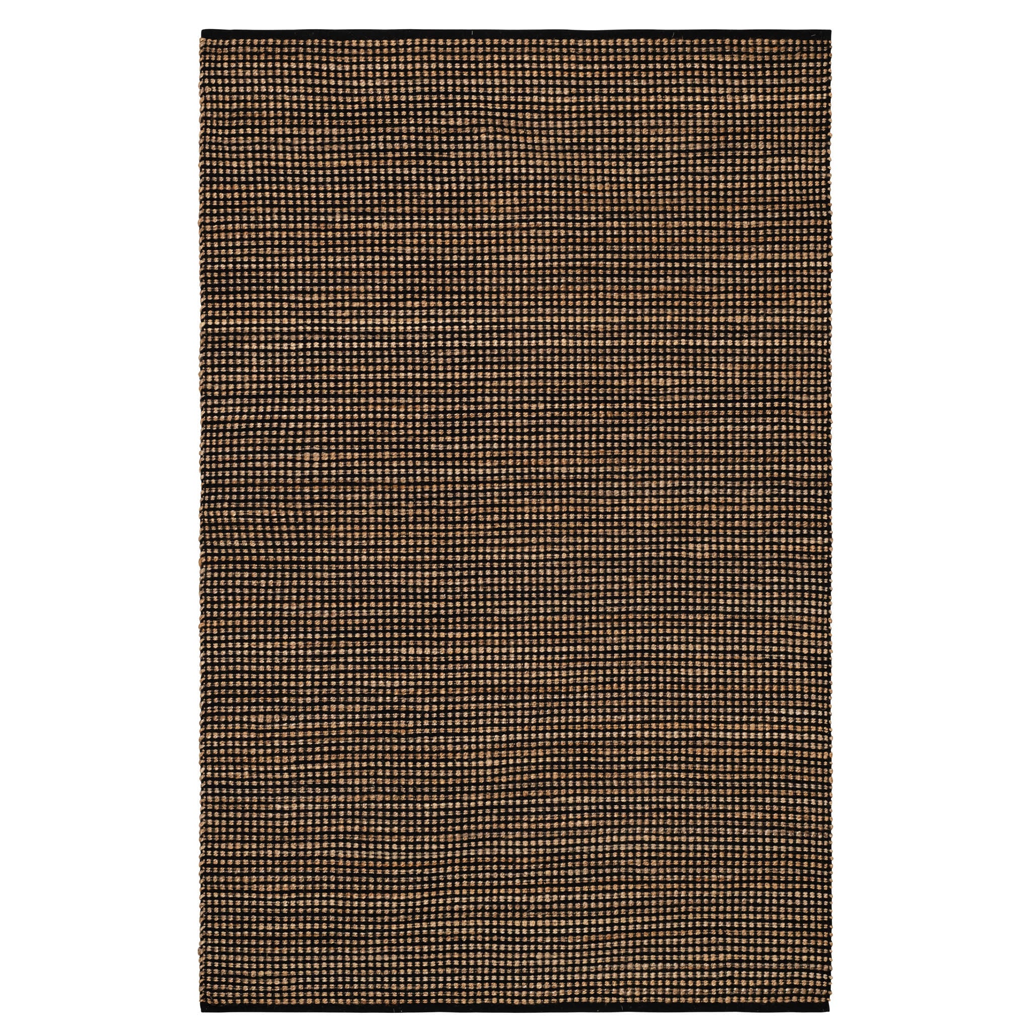 Handwoven Jute Rug - Natural & Black Bohemian Style Area Rug for Living Room, Bedroom, or Nursery | Eco-Friendly Home Decor