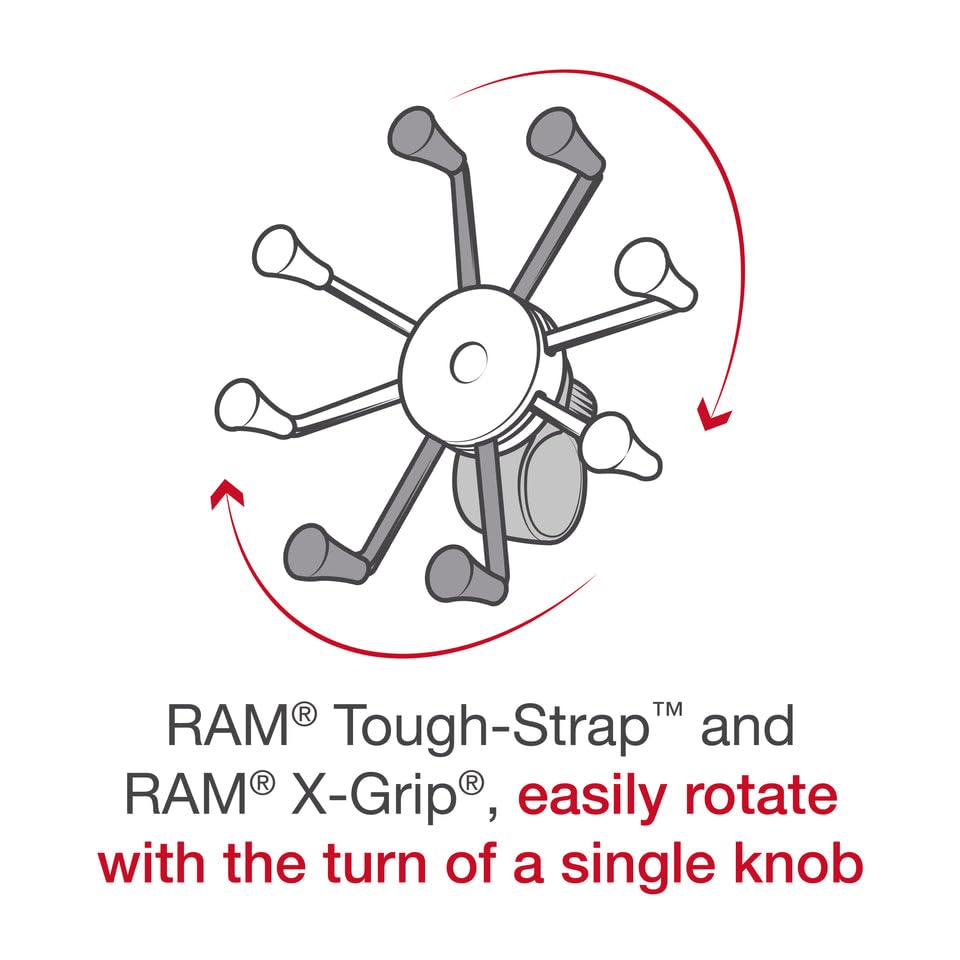 RAM MOUNTS X-Grip Phone Mount with RAM Tough-Strap Handlebar Base for Bikes and Motorcycle Handlebars - Essential for Safe and Hands-Free Navigation