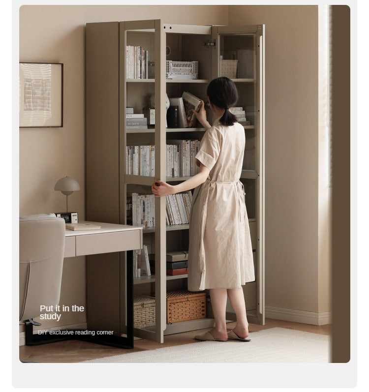 Premium Poplar Solid Wood Bookcase - Light Luxury Style for Home Office, Living Room & Library | Modern Wooden Bookshelf Organizer