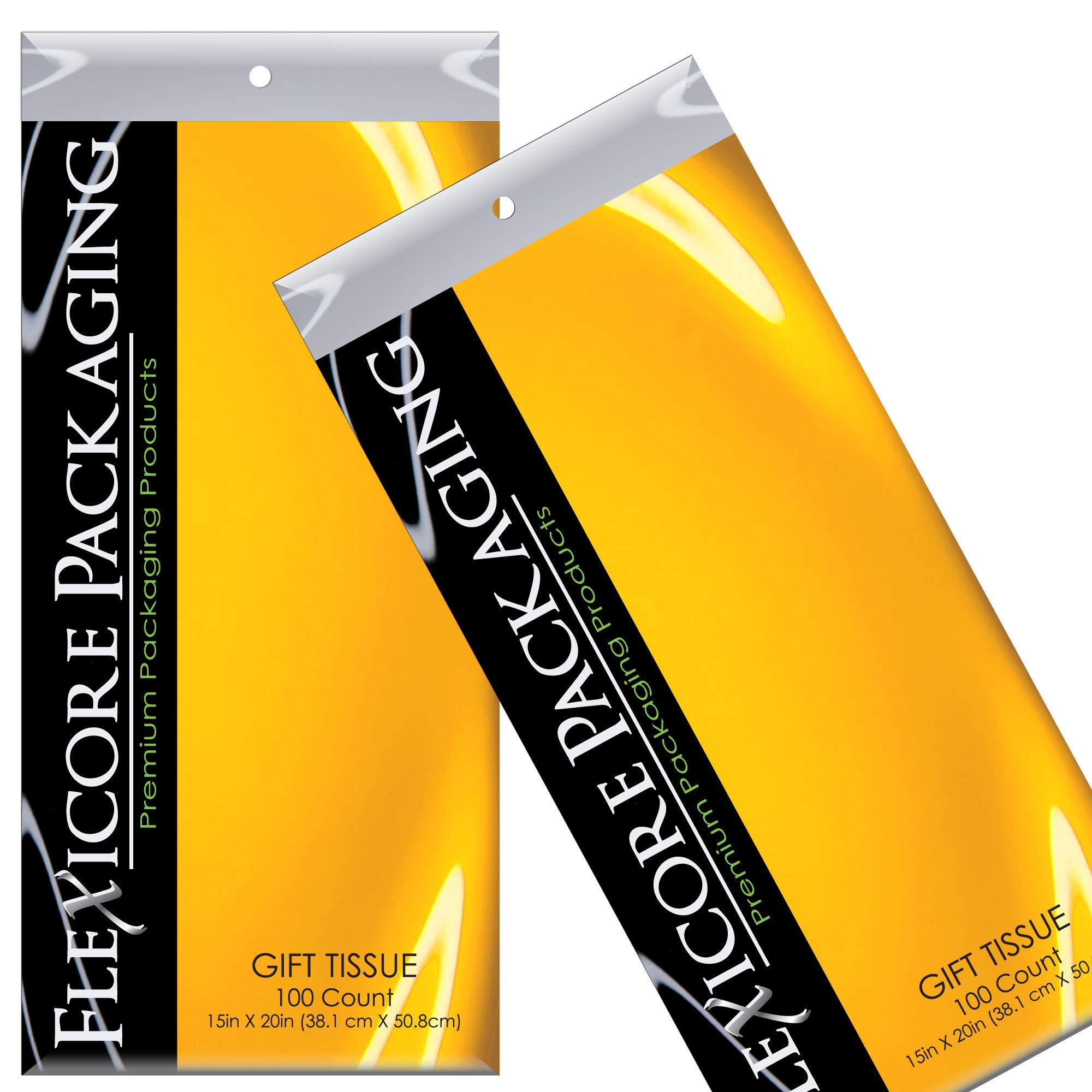 Flexicore Packaging® 50-Pack Natural Brown Kraft Paper Gift Bags with 100 Sheets Goldenrod Yellow Tissue Paper - Eco-Friendly Party Favor Bags for Weddings, Birthdays & Holiday Gifts